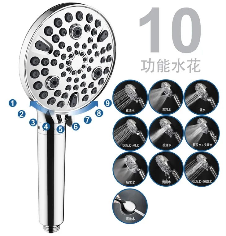 Þrjár aðgerðir Full Króm handfesta Shower Head